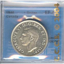 Silver Dollar 1946, graded CCCS EF-45