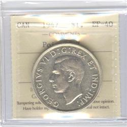 Dollar 1947, ICCS graded EF-40; Pointed 7