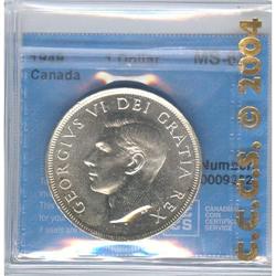 Silver Dollar 1949, graded CCCS MS-65