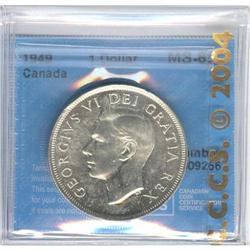Silver Dollar 1949, graded CCCS MS-65