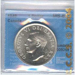 Silver Dollar 1949, graded CCCS MS-65