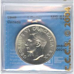 Silver Dollar 1949, graded CCCS MS-65