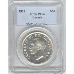 Silver Dollar 1951, graded PCGS PL-66