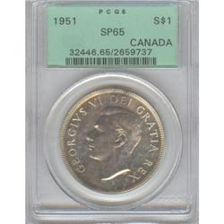 Silver Dollar 1951, graded PCGS SP-65