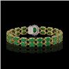 Image 3 : 30.12 ctw Emerald & Diamond Bracelet 14K Yellow Gold - REF-336F4M