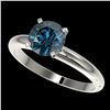Image 1 : 1.50 ctw Certified Intense Blue Diamond Engagment Ring 10k White Gold - REF-147X3A