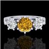 Image 2 : 2.18 ctw Intense Fancy Yellow Diamond Art Deco Ring 18k White Gold - REF-272K8Y