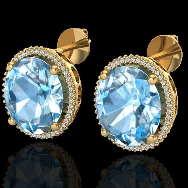 25 ctw Sky Blue Topaz & Micro VS/SI Diamond Earrings 18k Yellow Gold - REF-125Y6X