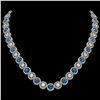 Image 1 : 31.18 ctw Blue & Diamond Micro Pave Necklace 18K White Gold - REF-2904W4H