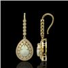 Image 2 : 8.29 ctw Certified Opal & Diamond Victorian Earrings 14K Yellow Gold - REF-268W9H