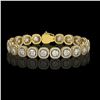 Image 1 : 14.41 ctw Cushion Cut Diamond Micro Pave Bracelet 18K Yellow Gold - REF-1976N8F