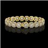 Image 2 : 14.41 ctw Cushion Cut Diamond Micro Pave Bracelet 18K Yellow Gold - REF-1976N8F
