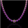 Image 2 : 72 ctw Amethyst & VS/SI Diamond Micro Pave Necklace 14k Yellow Gold - REF-281H8R
