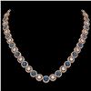 Image 1 : 31.18 ctw Blue & Diamond Micro Pave Necklace 18K Rose Gold - REF-2904R4K