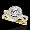 Image 1 : 2.01 ctw Certified Diamond Solitaire Halo Ring 10k Yellow Gold - REF-231W8H