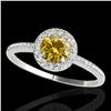 Image 1 : 1.2 ctw Certified SI/I Fancy Intense Yellow Diamond Ring 10k White Gold - REF-177A3N