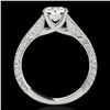 Image 2 : 1.5 ctw Certified Diamond Solitaire Antique Ring 10k White Gold - REF-327M3G