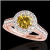 Image 1 : 2.22 ctw Certified SI/I Fancy Intense Yellow Diamond Ring 10k Rose Gold - REF-340W9H