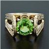 Image 2 : 14k Yellow Gold 3.0 ctw Round Peridot Solitaire & Ideal Cut Diamond Cocktail Rin