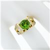 Image 3 : 14k Yellow Gold 3.0 ctw Round Peridot Solitaire & Ideal Cut Diamond Cocktail Rin