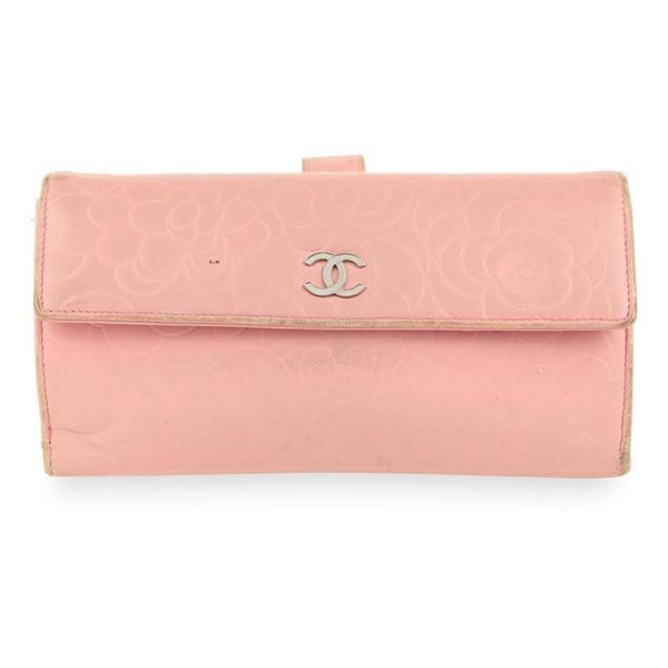 Chanel Pink Camellia Leather Wallet