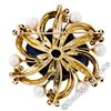 Image 6 : Vintage 14kt Gold Hand Painted Portrait, Garnet, & Pearl Open Frame Brooch