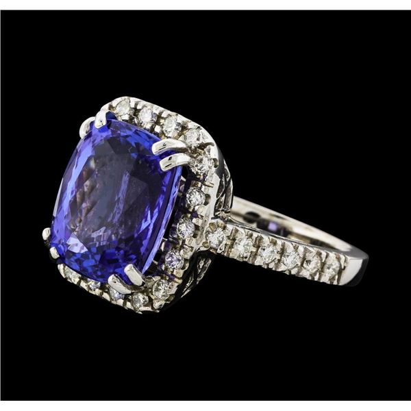 GIA Cert 9.36 ctw Tanzanite and Diamond Ring - 14KT White Gold