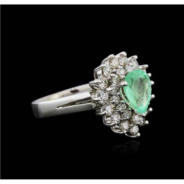 14KT White Gold 1.39 ctw Emerald and Diamond Ring