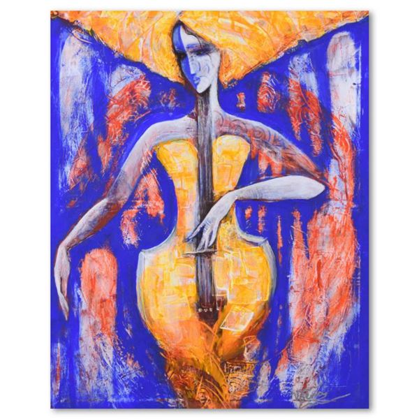 Nadia Volna, "The Melody of Love" Original Acrylic Painting on Canvas, Hand Signed with Letter of Au
