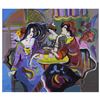 Image 1 : Isaac Maimon, "Les Nouvelles Du Jour" Hand Signed Original Acrylic Painting on Canvas with Certifica