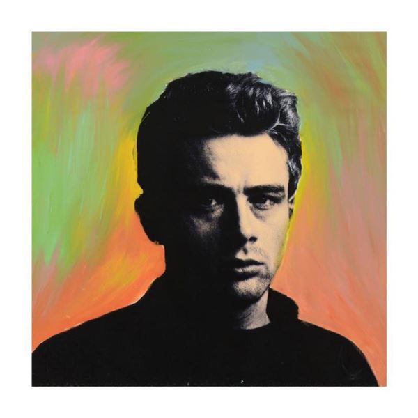 Steve Kaufman (1960-2010) "James Dean" Hand Painted Unique Variation Silkscreen on Canvas, Numbered 