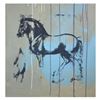Image 1 : Gail Rodgers, "Leonardo's Horse" Hand Signed Original Hand Pulled Silkscreen Mixed Media on Canvas w