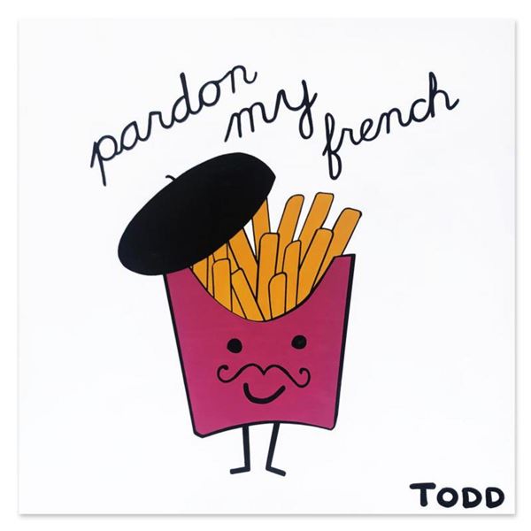 Todd Goldman, "Pardon My French" Hand Signed Original Painting on Canvas with Letter of Authenticity