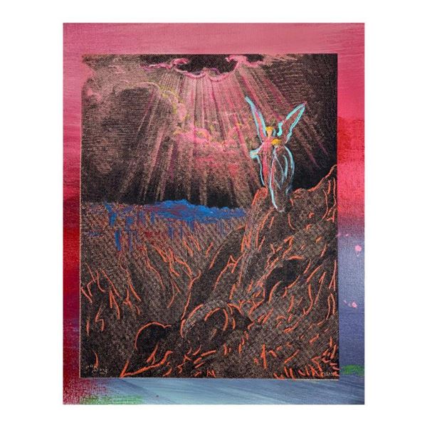 Steve Kaufman (1960-2010) "Guardian Angel" Hand Signed and Numbered Limited Edition Hand Pulled silk