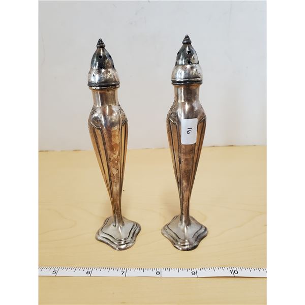 6" Monarch silver plated salt & pepper shakers