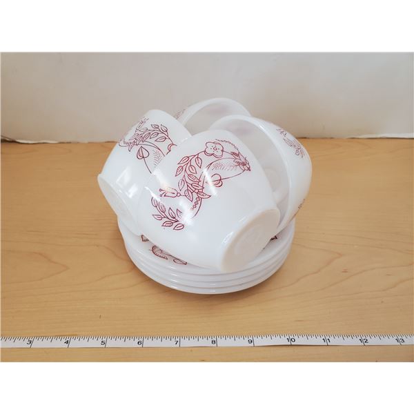 Fire King 4 cup & saucer set