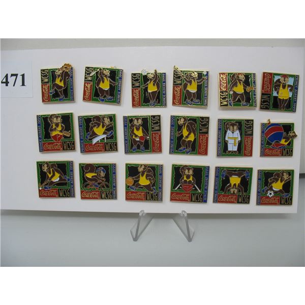 1999 WESTERN CANADA SUMMER GAMES PIN SET - SET OF 18 Pins - COCA COLA SPONSOR