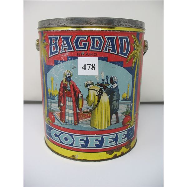 BAGDAD BRAND COFFEE 5 LB METAL CAN with WIRE HANDLE
