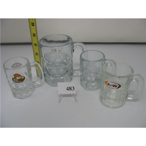 4 A&W MUGS - One larger and one small Special addition and two Baby Mugs
