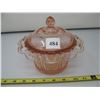 Image 1 : PINK CANDY DISH with LID - Small chip on edge of the dish