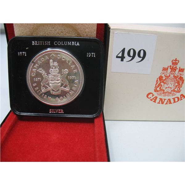 1971 CANADIAN CASED SILVER DOLLAR - British Columbia Centennial