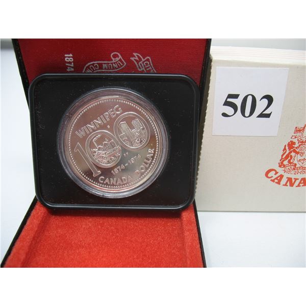 1974 CANADIAN CASED SILVER DOLLAR - WINNIPEG CENTENNIAL