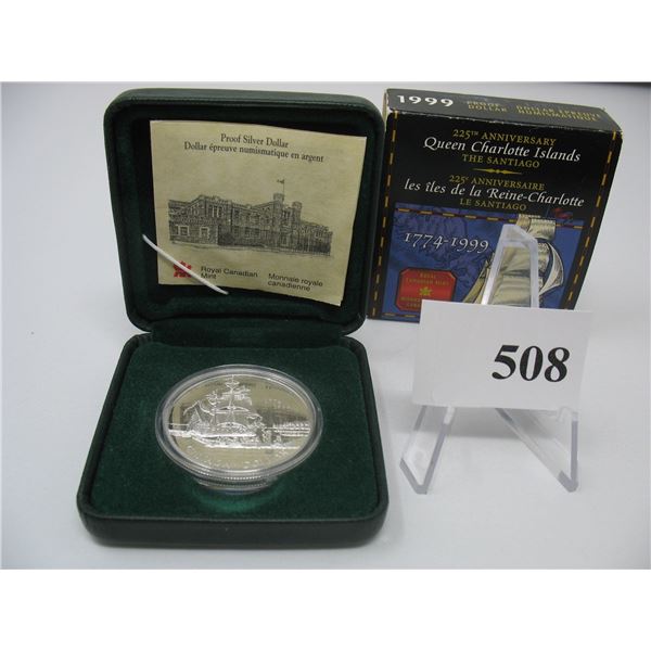 1999 CANADAIAN CASED PROOF SILVER DOLLAR - VOYAGE of JUAN PEREZ