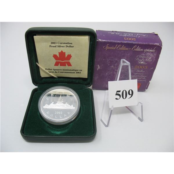 2003 CANADIAN CASED PROOF SILVER DOLLAR - CORONATION