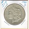 Image 1 : 1921 D  UNITED STATES MORGAN SILVER DOLLAR