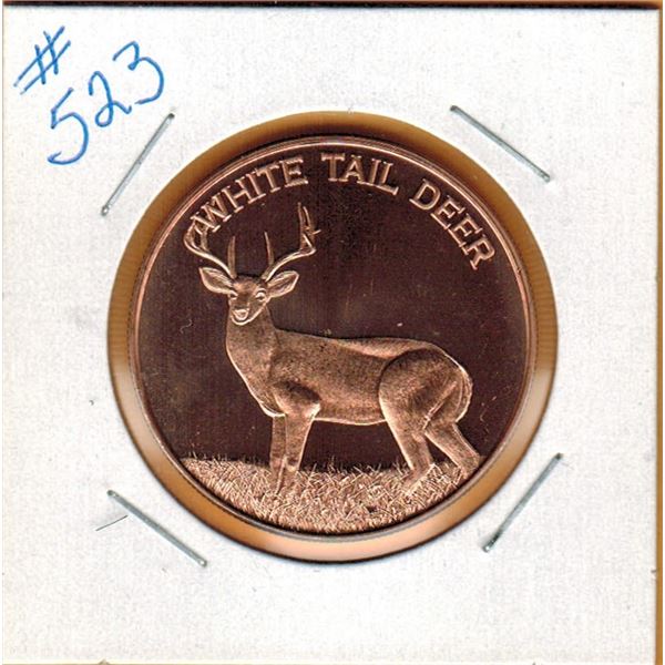 1 OUNCE COPPER  .999 FINE - WHITE TAIL DEER