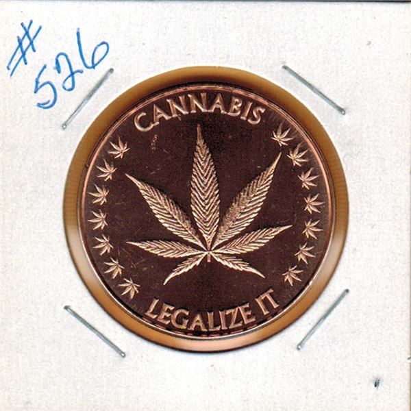 1 OUNCE COPPER  .999 FINE - CANNABIS - LEAGALIZE IT