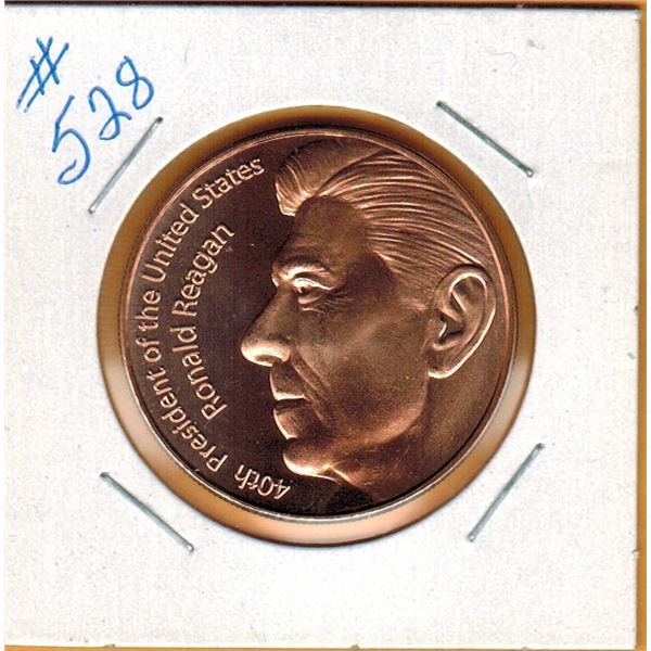 1 OUNCE .999 COPPER - 40th US PRESIDENT - RONALD REAGAN