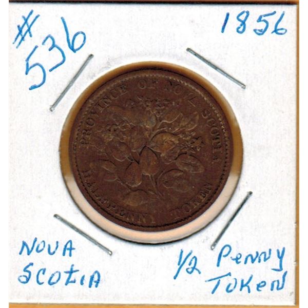 1856 PROVINCE of NOVA SCOTIA HALF PENNY TOKEN