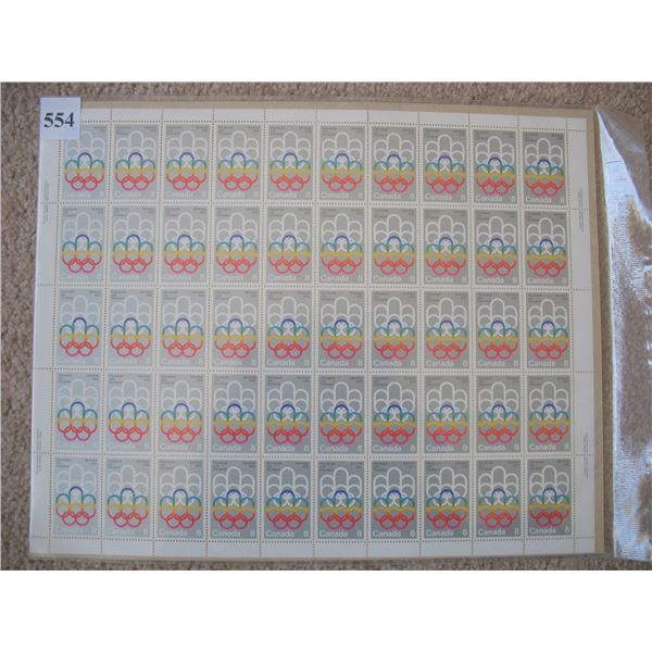 SHEET of 50 MINT STAMPS - 8 CENTS - 1976 MONTREAL OLYMPICS - Total Face Value $4.00